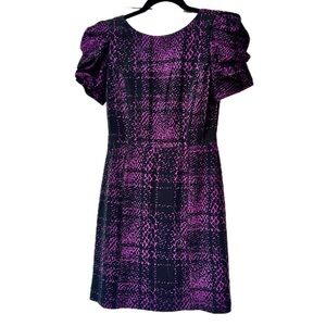 TIBI Scoop Neck Purple Mini Dress LIKE NEW XS w/ Ruffle Sleeve & Exposed Zipper